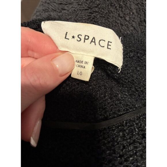 Lspace Authentic Solid Black Palisades Cover Up Long Sleeve V Neck Mini Large - Picture 10 of 12